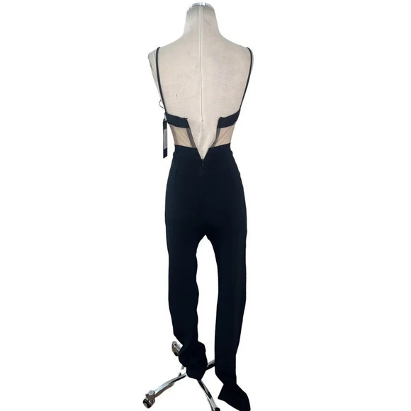 DAVID KOMA Crystal Flower Embroidered Patches Jumpsuit in Black Silver 2 New - Picture 9 of 16